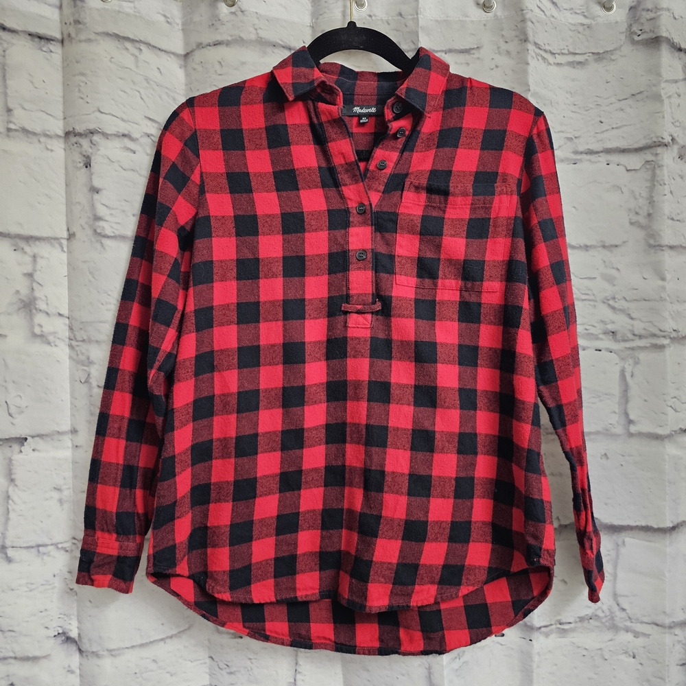 Madewell Flannel Popover Shirt in Buffalo Check Size XS